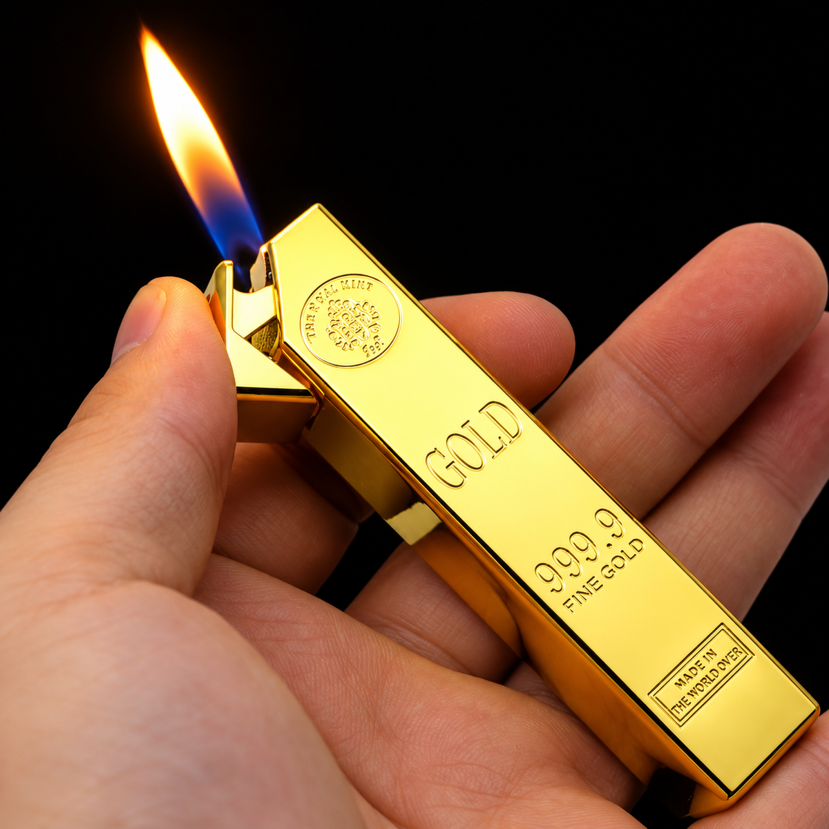 Encendedor de gas butano tipo lingote de oro