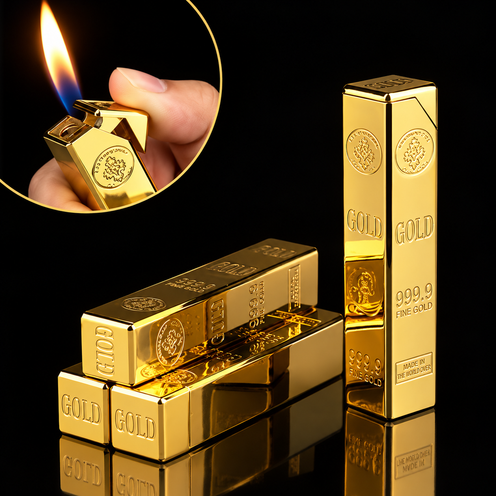 Encendedor de gas butano tipo lingote de oro