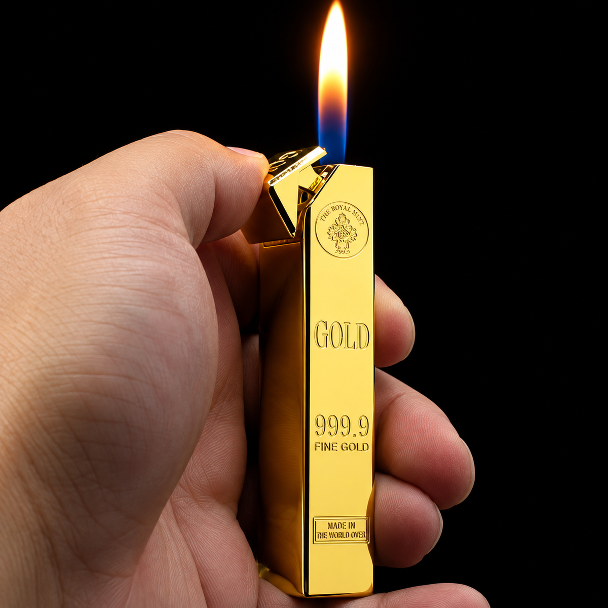 Encendedor de gas butano tipo lingote de oro