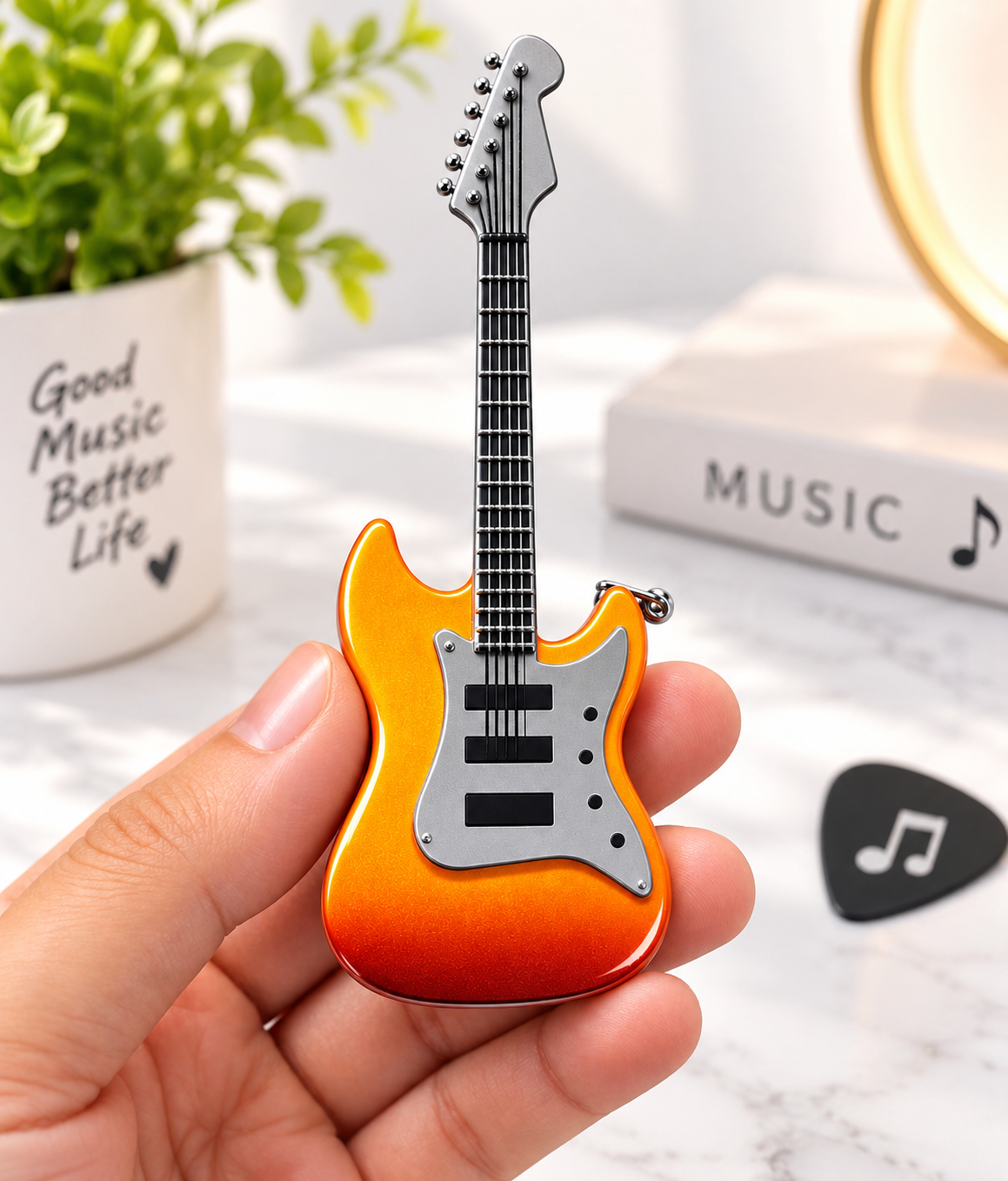Encendedor de gas butano tipo guitarra llavero