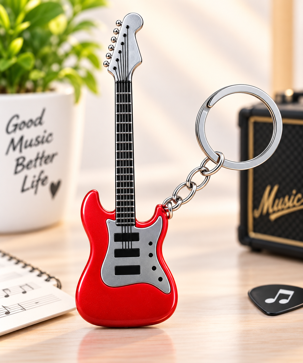 Encendedor de gas butano tipo guitarra llavero