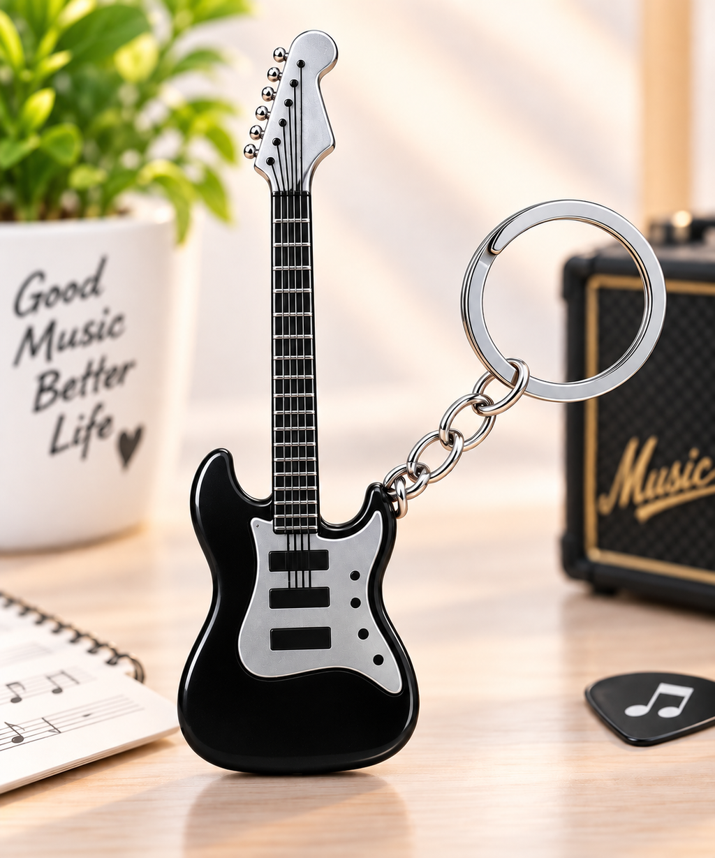 Encendedor de gas butano tipo guitarra llavero