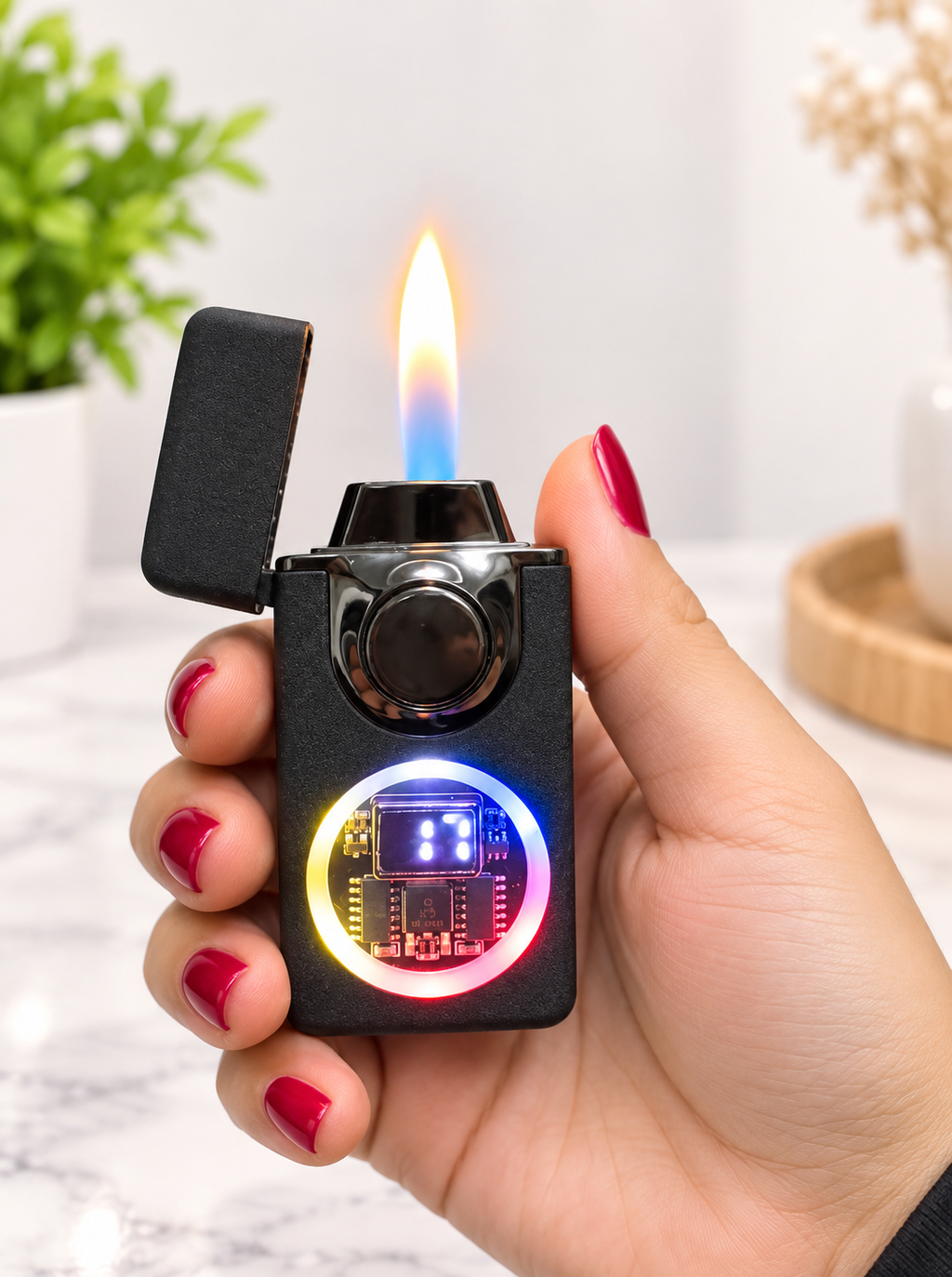 Encendedor electrico son sensor de voz, doble flama