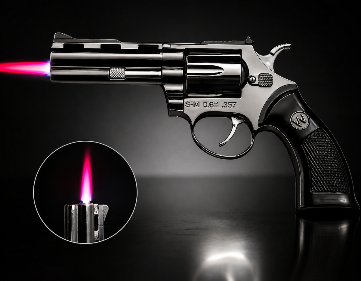 Encendedor de gas butano tipo revolver soplete
