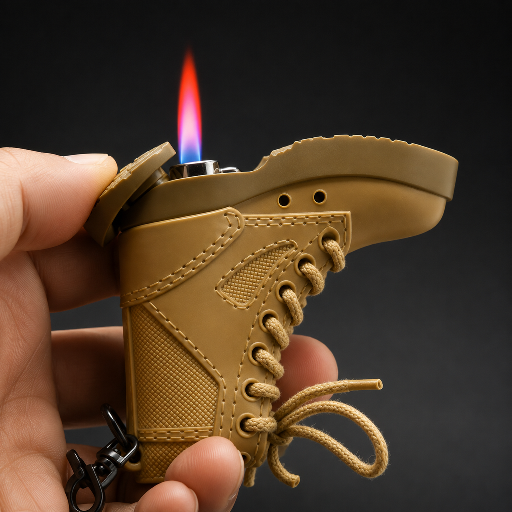 Encendedor de gas butano tipo bota con abrelatas