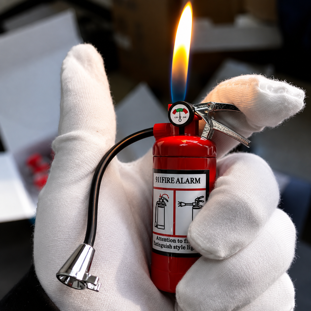 Encendedor de gas butano tipo Extintor con linterna